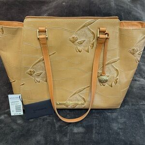 RARE BRAHMIN Natural Angel Fish Tori Tote Leather Shoulder Bag Purse Large EUC